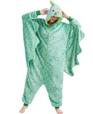 Kigurumi-Onesie für Erwachsene, grün, Pyjama-Kostüm, Größe L