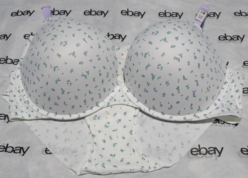 NEW Victoria's Secret Pink Super Push-Up Bra Floral 40D & Hiphugger Set XL VS