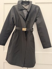 Prada Black Trench Coat Jacket With Logo Belt New NWOT Size Small.