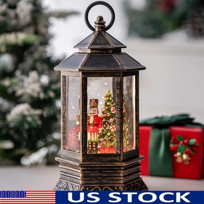 Nutcracker Lantern W/ Swirling Snow & Warm LED Light Holiday Decoration Gift New