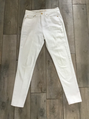 MICHAEL KORS White SELMA SKINNY 5 Pocket Mid Rise Stretch Denim Jeans Size 8 EUC