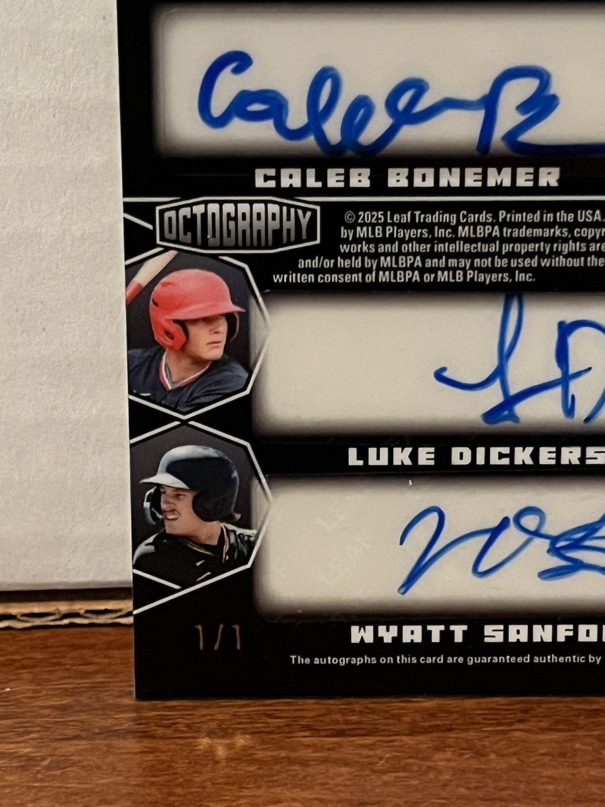 2025 Leaf Black Octography Konnor Griffin, Rainer, Bonemer, Sanford +4 Auto 1/1 view 9