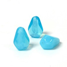 15x10mm Aqua Opal Czech Faceted Teardrop Glass Beads 6 