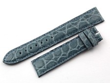 Cinturino Vero Coccodrillo Azzurro Lucido 18/16mm Fatto a mano Ardiglione Nuovo