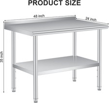 Stainless Steel 30"/36"/48" x 24" NSF Kitchen Work Prep Table w/Backsplash