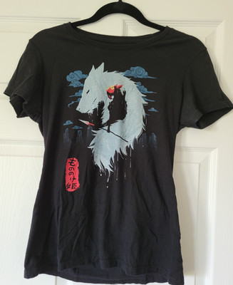Princess Mononoke Hime Studio Ghibli Moro Black TeeFury Anime Tshirt Womens L