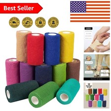 Versatile Vet Wrap for Dogs  Horses - 12 Rolls, 4" x 5 Yds in Assorted Colors
