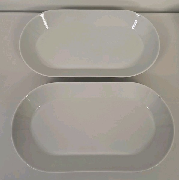 2 x IKEA 365+ Porcelana Blanca 30cm Ovalada Plato de Servir Bandeja Plato de Aperitivos de Postre