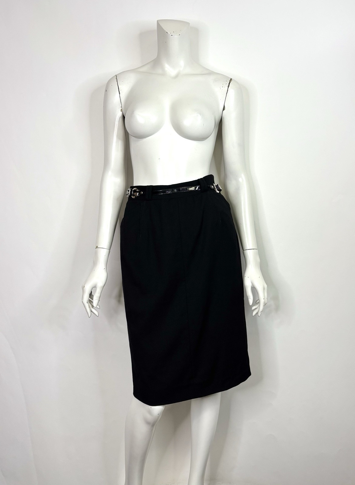 Vtg Dolce & Gabbana Black Logo Belt Skirt 42 M