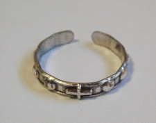 Vtg 1960's new old stock pocket rosary band ring adjustable 10 religious cross