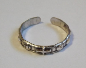 Vtg 1960's new old stock pocket rosary band ring adjustable 10 religious cross