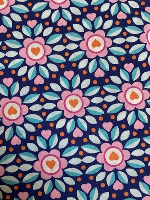 2 verschiedene Baumwolle Stoff Blume Herz Breite:140cm Sunprise von Jolijou 1m 