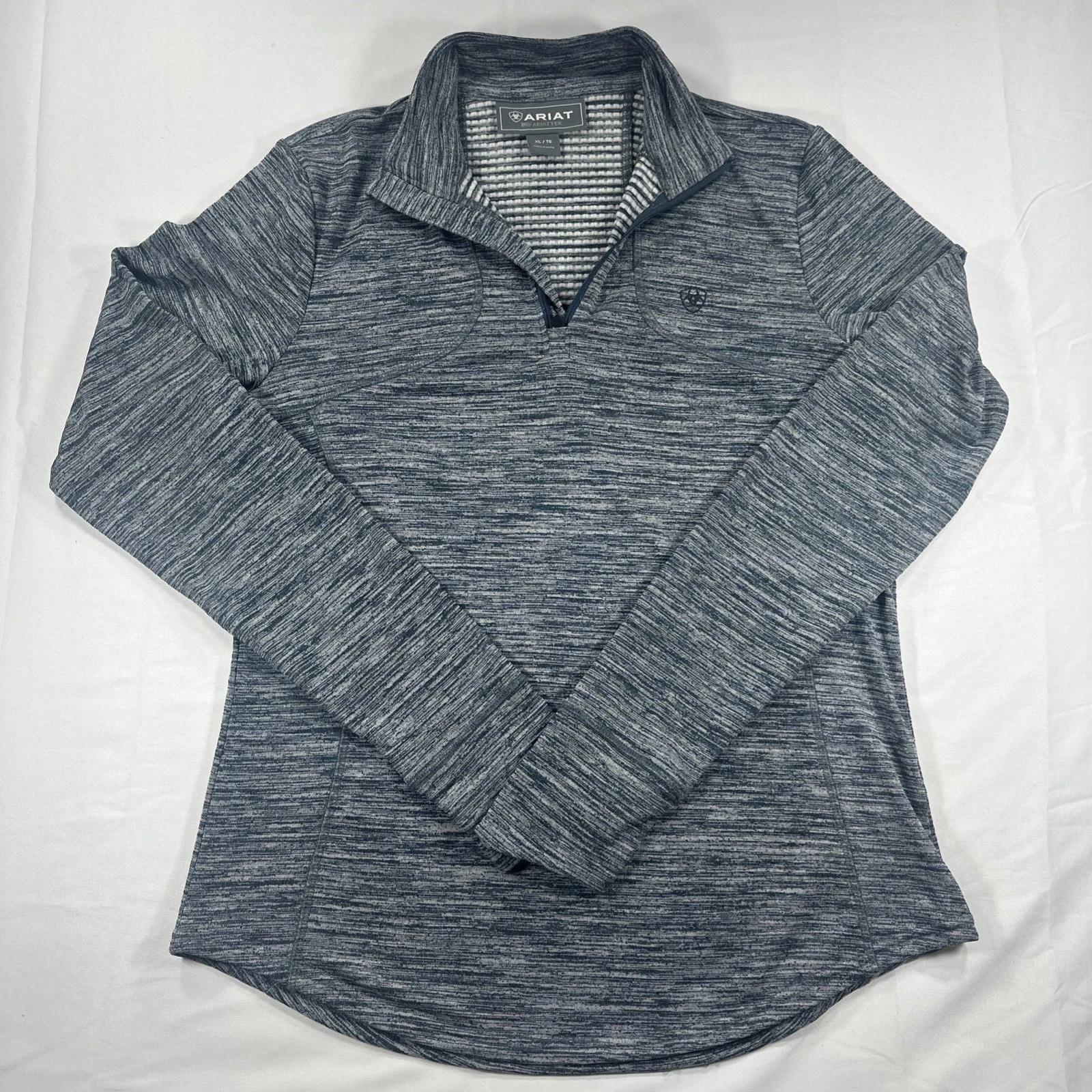 Ariat AriatTEK Pullover Women XL Gray 1/4 Zip Gridwork Base Layer Long Sleeve