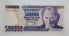 1997 Central Bank of Turkey - 500000 Turkish LIRA Banknote Serial No. H29 903411