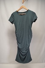 NWT Quince Tencel Jersey Maternity Ruched Dark Olive Dress Size Small