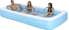Family Kiddie Pool - Giant Inflatable Rectangular Pool - 12 Feet Long (144"x7...