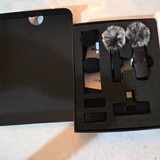 Wireless Lavalier Clip-On Microphone Kit, 2 Mics Receiver, Plug Play, Black