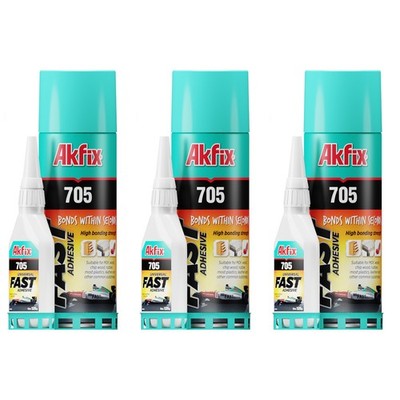 3X Extra Starker Profi Alleskleber mit Spray Aktivator Sekundenkleber Akfix 705