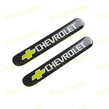 2 CHEVROLET Carbon Fiber Car Trunk Side Fenders Door Badge Scratch Guard Sticker
