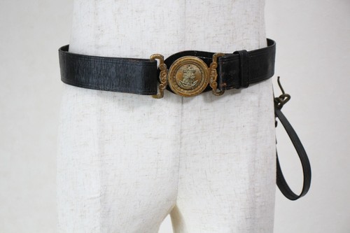 WWII Imperial Japanese Navy Officer Sword Belt w/ 2 Hangers Named Kojima K26