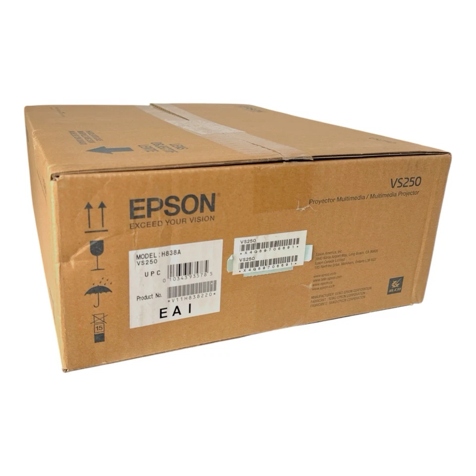 Epson VS250 SVGA 3LCD Projector – New Open Box Bundle – Cord, Remote, Manual - Image 3 of 4
