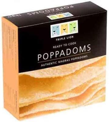 Triple Lion Plain Uncooked Poppadoms 1kg Pack of 1, 3 or 10 Approx 88 ...