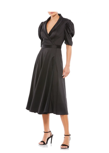 MAC DUGGAL PUFF SLEEVE SATIN A-LINE 