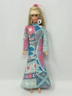 Vintage Barbie Clothes Clone Doll Outfit Mod Flower Power Granny Dress Pink Blue