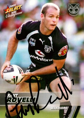 Signed 2008 NEW ZEALAND WARRIORS NRL Card GRANT ROVELLI Centenary
