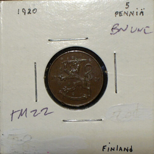 Finland 1920 5 Pennia Copper Coin