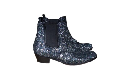 Zadig Voltaire Black And Silver Leather Chelsea Slip On Boots