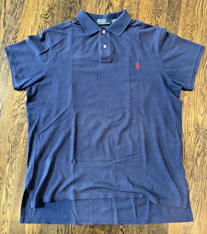 POLO BY RALPH LAUREN  GOLF MEN NAVY BLUE SHIRT CLASSIC VINTAGE XL CUSTOM FIT