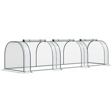 Mini Greenhouse Small Polytunnel Green House with Zipped Doors Steel Frame Clear