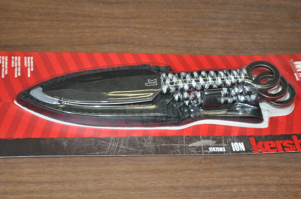 Kershaw 1747BWX Ion - Hoja de doble filo con acabado BlackWash de 4,5” - Envuelto en Prarcord Foto 2 de 3
