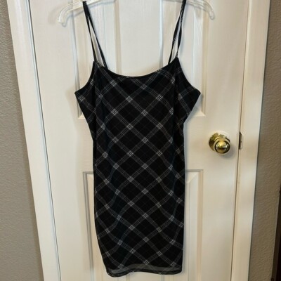 H & M Divided Women's Large Black White Plaid Strappy 90s Y2K Bodycon Dress | eBay H & M Divided Women's Large Black White Plaid Strappy 90s Y2K Bodycon Dress | eBay