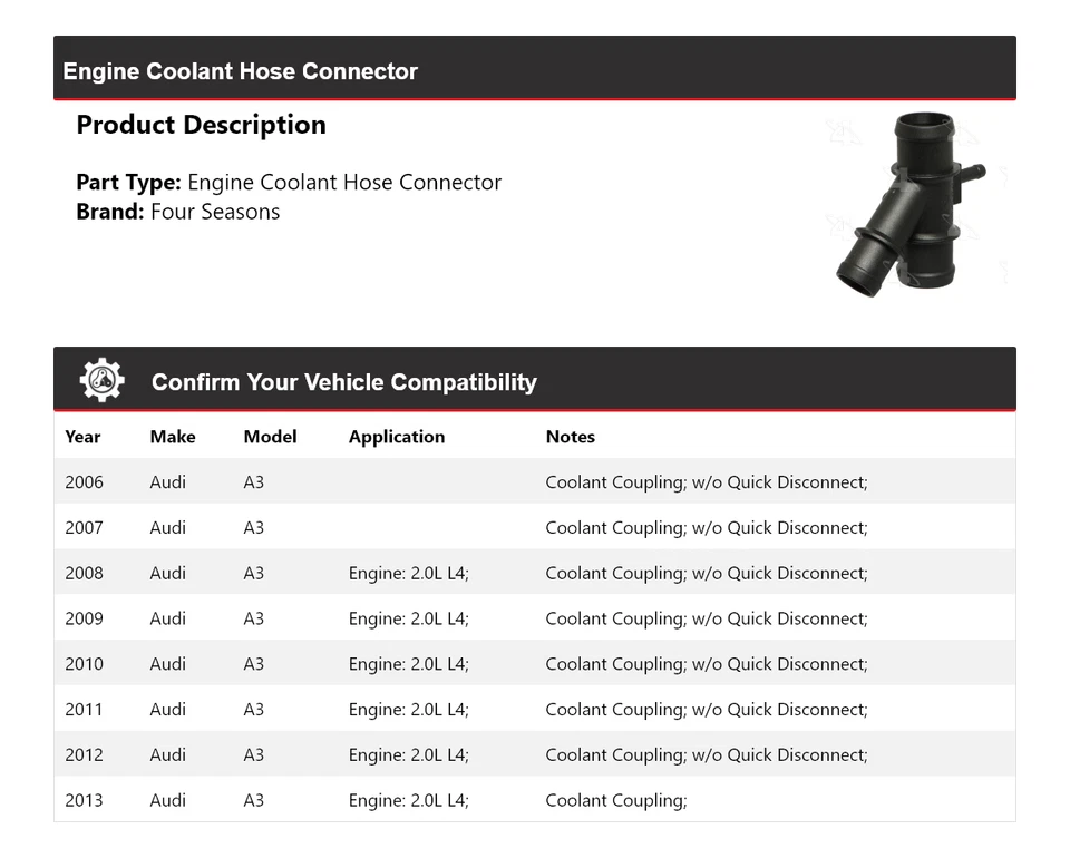 Conector manguera refrigerante motor Audi A3 2006-2013 4 estaciones 2007 2008 2009 Foto 2 de 4