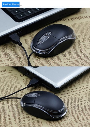 Quality Mini Mouse 3D Optical 1600dpi USB for PC Laptop Design Black/Acrylic - Picture 8 of 11