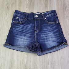 Indigo Rein Juniors Denim Shorts Size 3 Dark Wash Stretch Cuffed Mid Rise