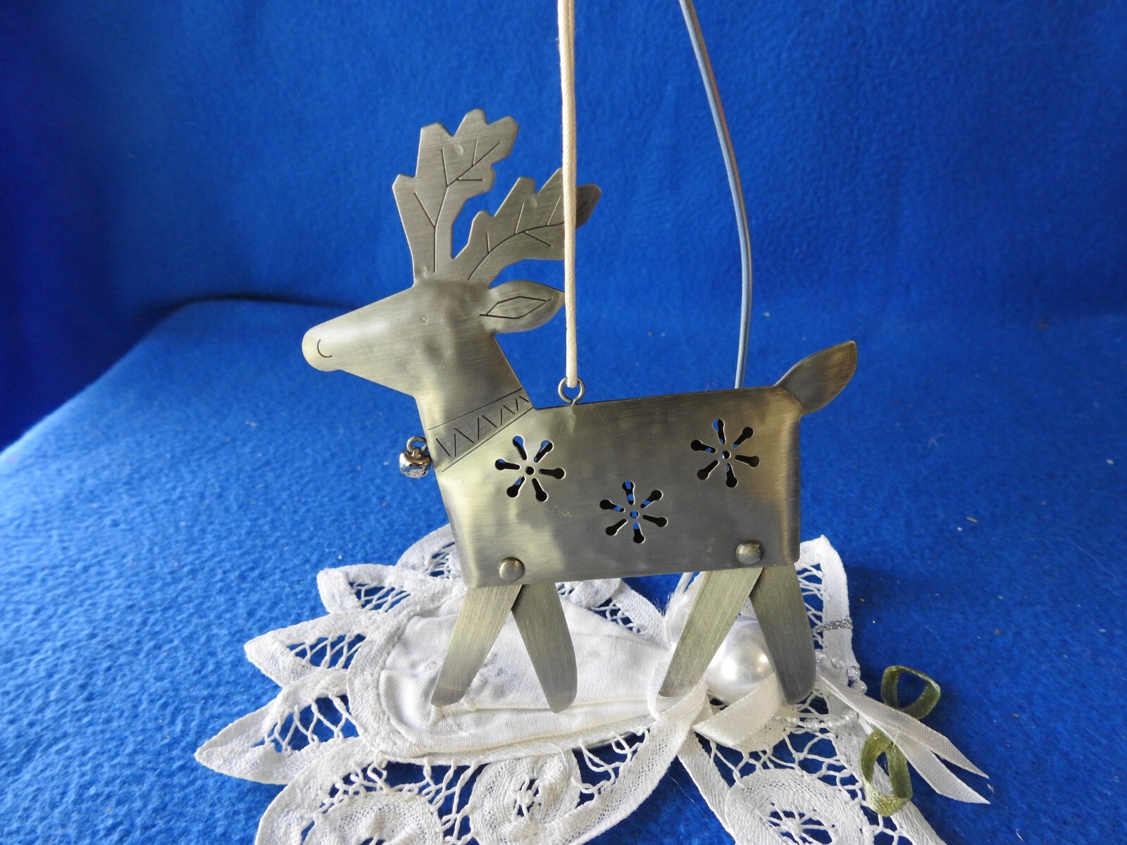 Hallmark Articulated Metal Reindeer Folk Art Tree Trimmer Ornament
