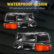 Fits For 1999-2002 Chevy Silverado 1500 2500 Black Headlightsbumper Lamps Pair Fits For 1999-2002 Chevy Silverado 1500 2500 Black Headlightsbumper Lamps Pair