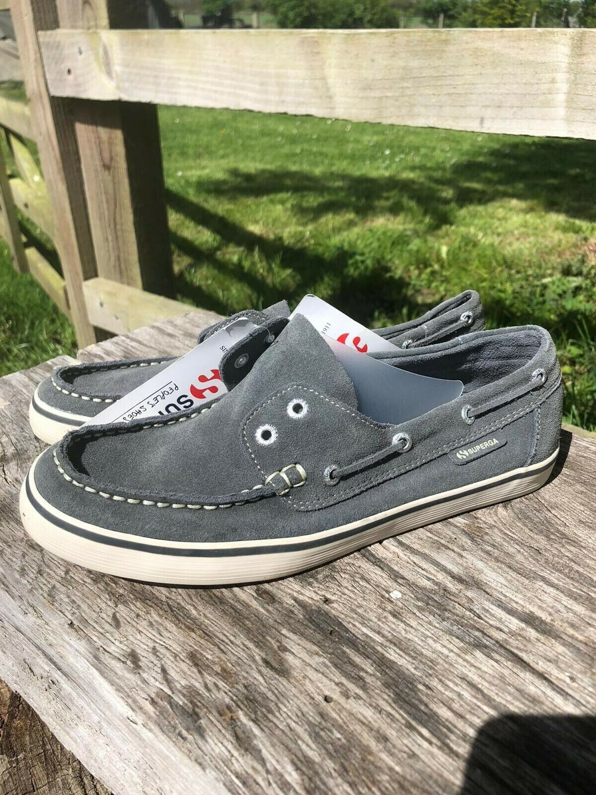 New Superga grey suede boat shoes Men's 