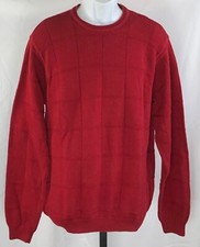 Izod Crewneck Sweater L Red Cotton Knit Long Sleeve Preppy Holiday Academia