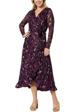 C Wonder by Christian Siriano Mesh Ruffle Hem Dress Animal Currant