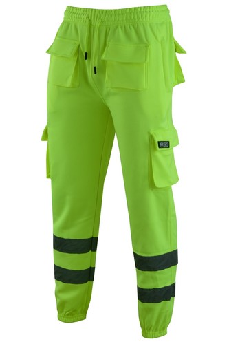 SEA3 Men's Hi Viz High Visibility Safety Fleece Cargo Work Trousers Joggers - Picture 15 of 43