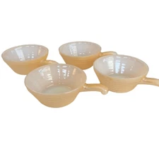 Vintage Fire King Peach Lustre Beehive Bowls With Handles Set Of Four Bowls