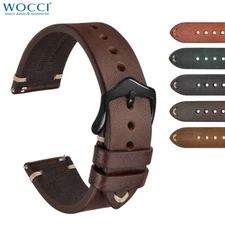 WOCCI Men's Watch Strap Leather Bracelet 18 19 20 21 22 23 24mm Straps