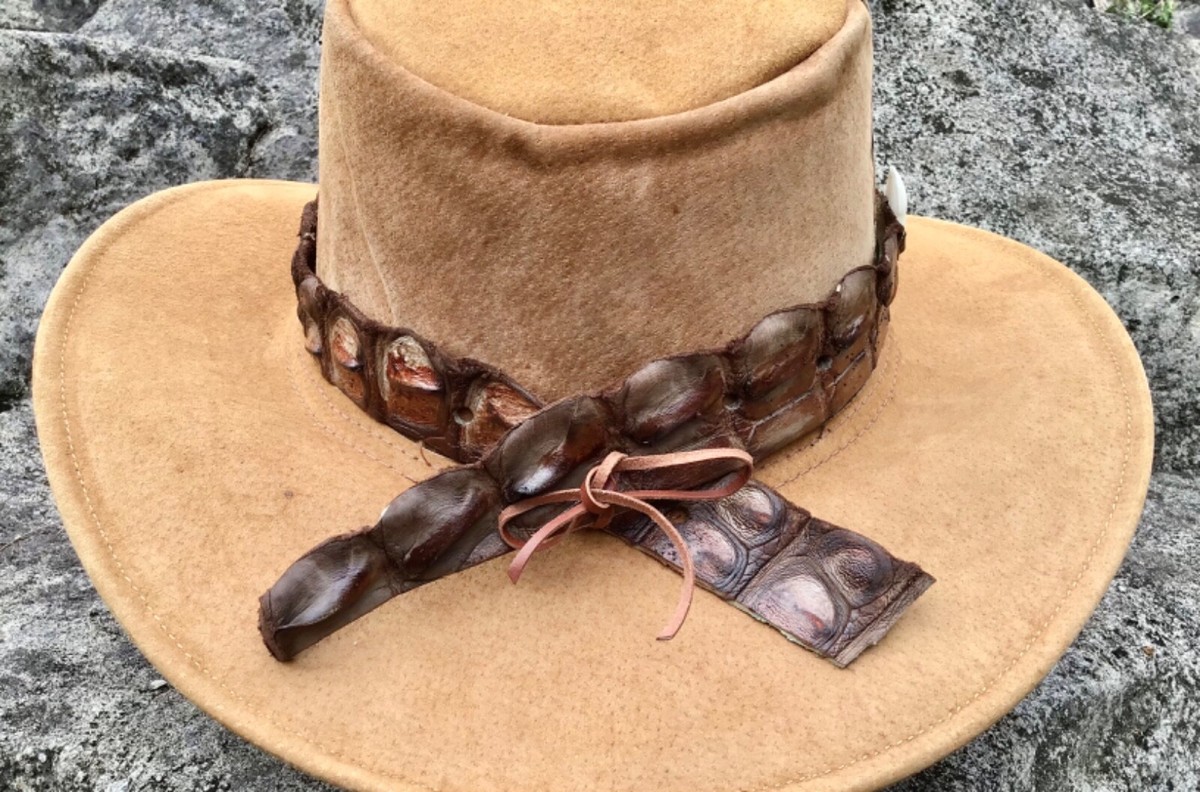 Ruban De Chapeau En Cuir De Crocodile Authentique - CITES, Fabriqué En Australie, Dents 3 Cm