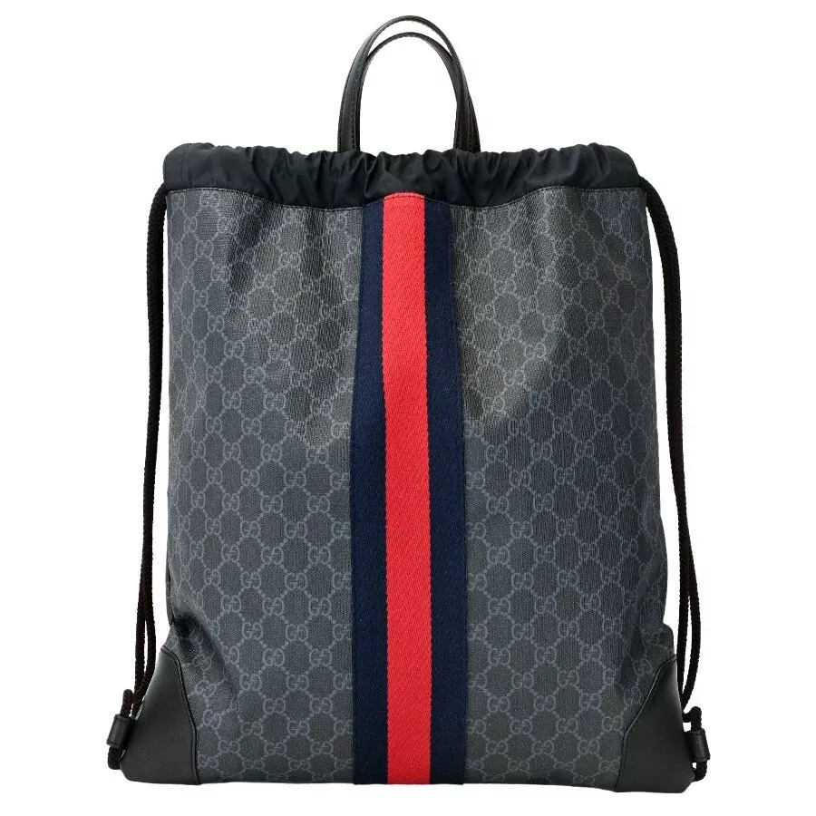 Sac à dos Gucci Sherry Line cordon noir GG Supreme toile cuir 473872