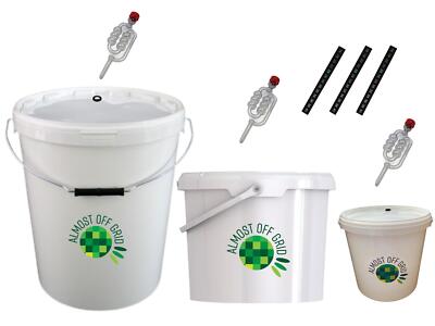 Brüheimer x 3 - 25L, 10L & 5L inkl. 3 x Schleusen, 3 x Thermometerstreifen
