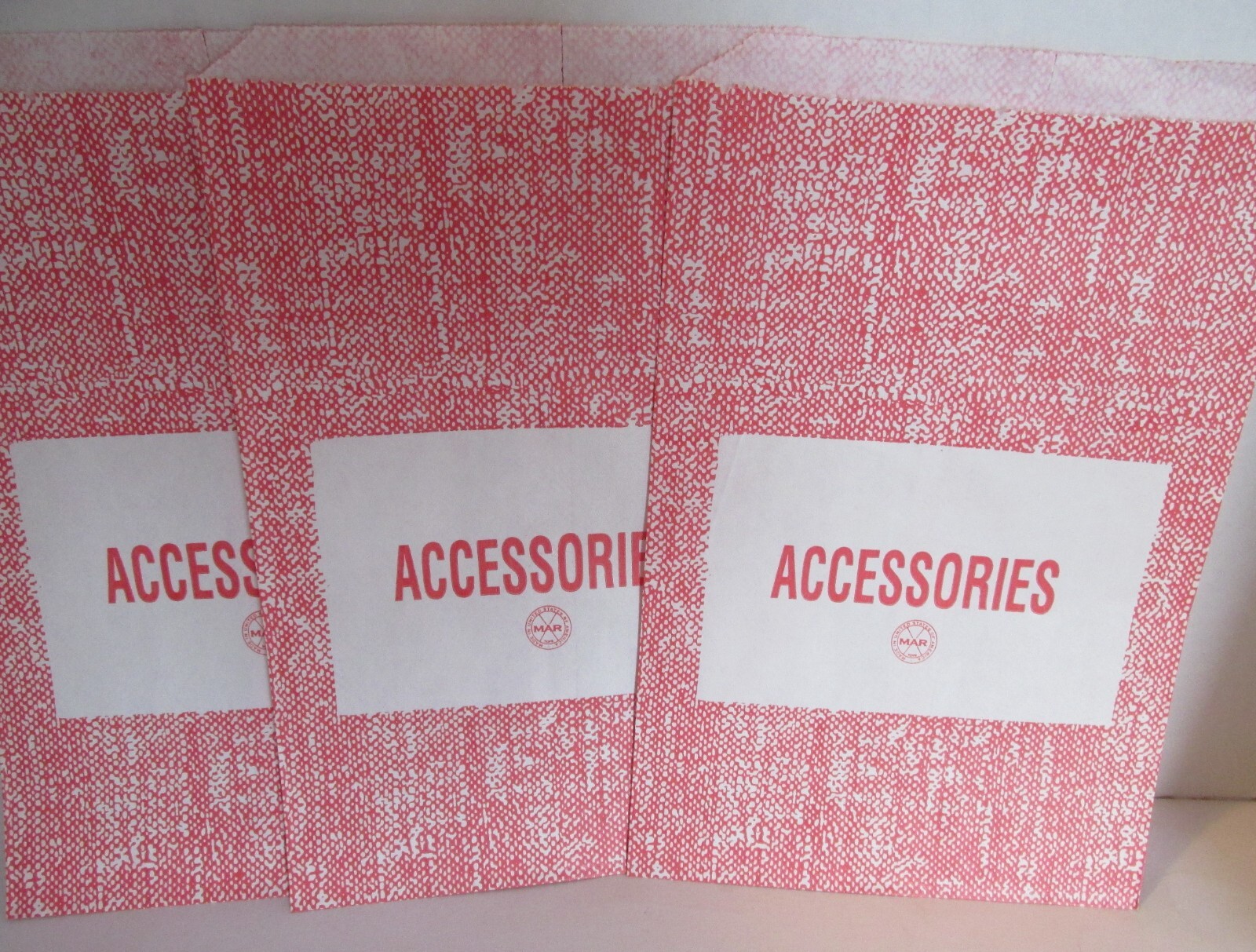 Marx Vintage 1960's Playset Red "Accessories" Bags X 3UNUSED FROM